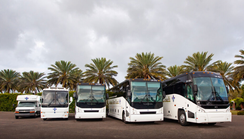 a fleet of charter buses to be used as shuttle bus rentals