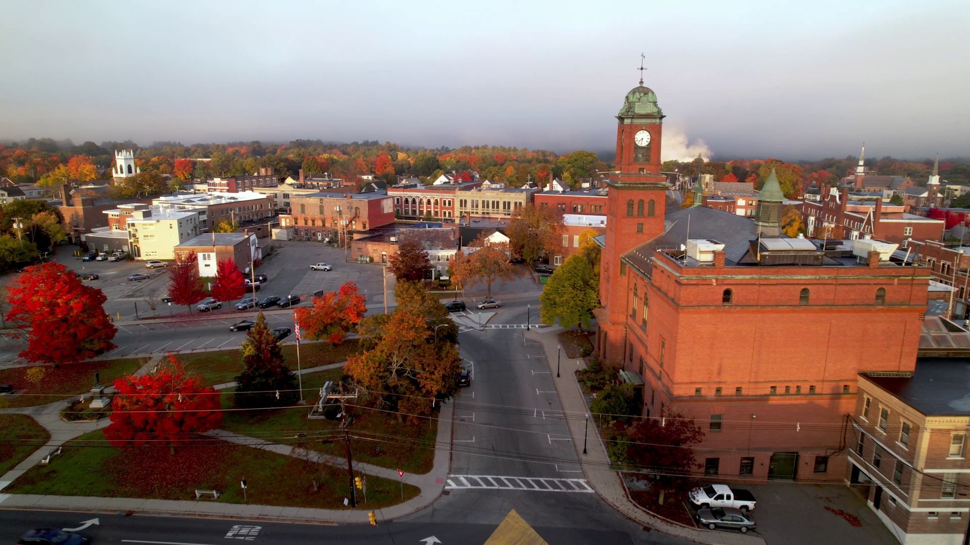aerial view of a new hampshire town